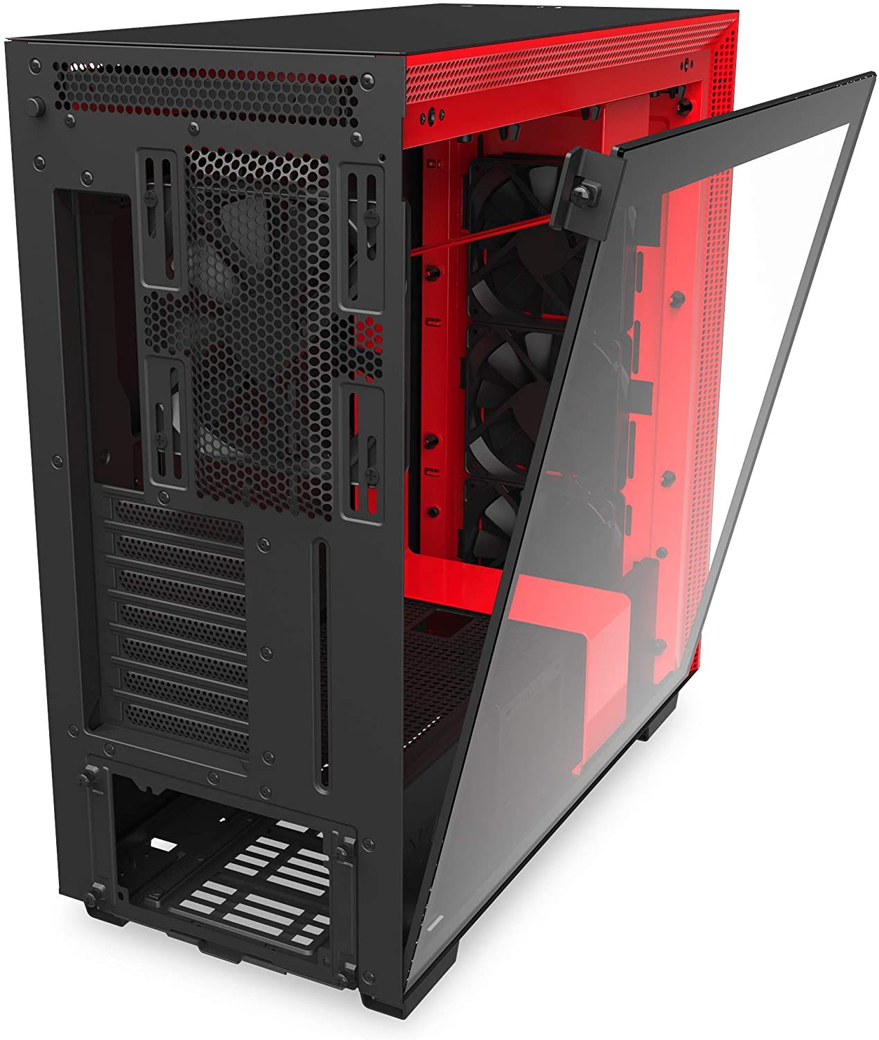 NZXT H710 Water-Cooling Ready Quick-Release Tempered Glass Side Panel Cable Management System Black/Red Steel Construction ATX Mid Tower PC Gaming Case Front I/O USB Type-C Port 